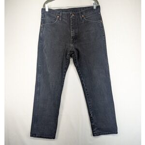 Wrangler Jeans Mens 33x30 Black Wash Straight Leg‎ Denim Pants A203